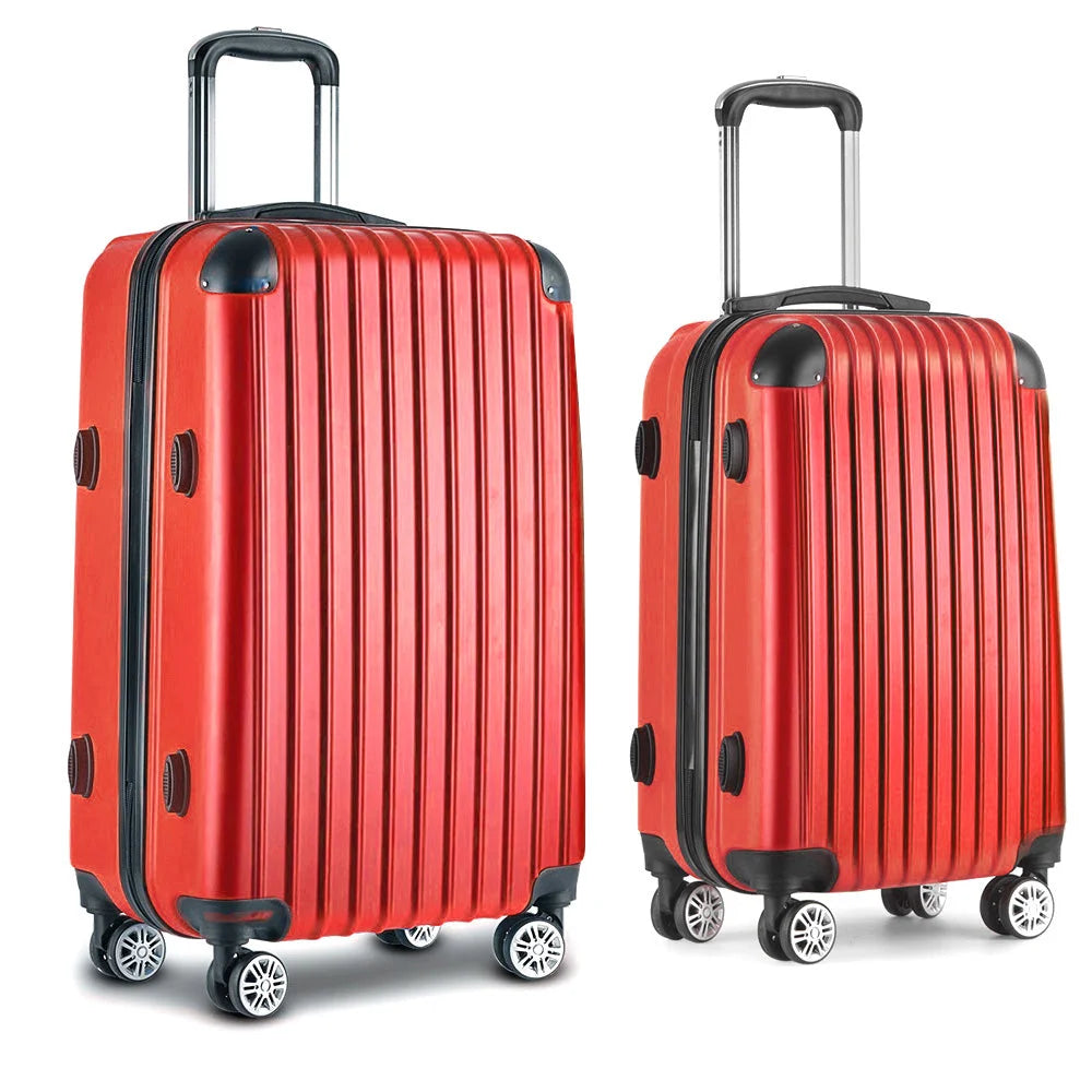 Red storage trolley with shelves and rolling caster wheels