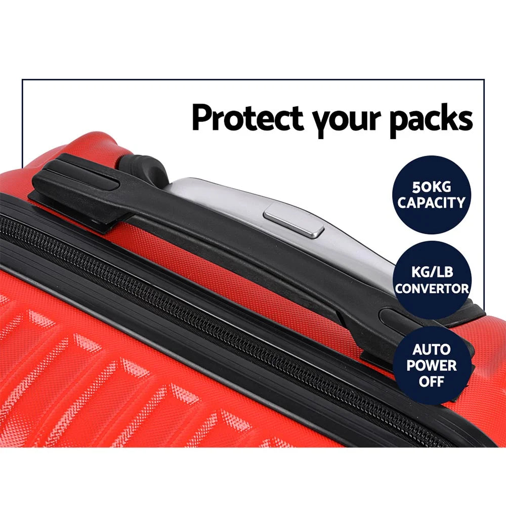 Red storage trolley with cupboard storage and rolling base
