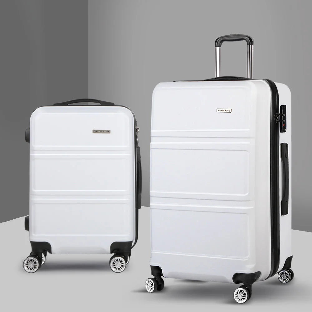 White trolley with luggage suitcase travel tsa