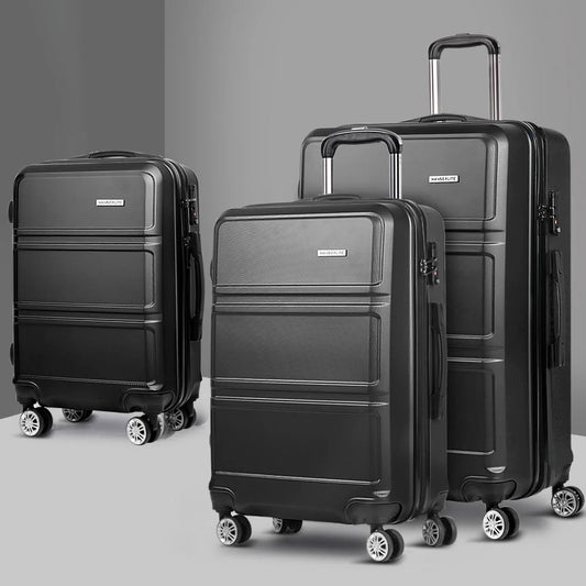 Black storage trolley with handle rail and shelf tiers