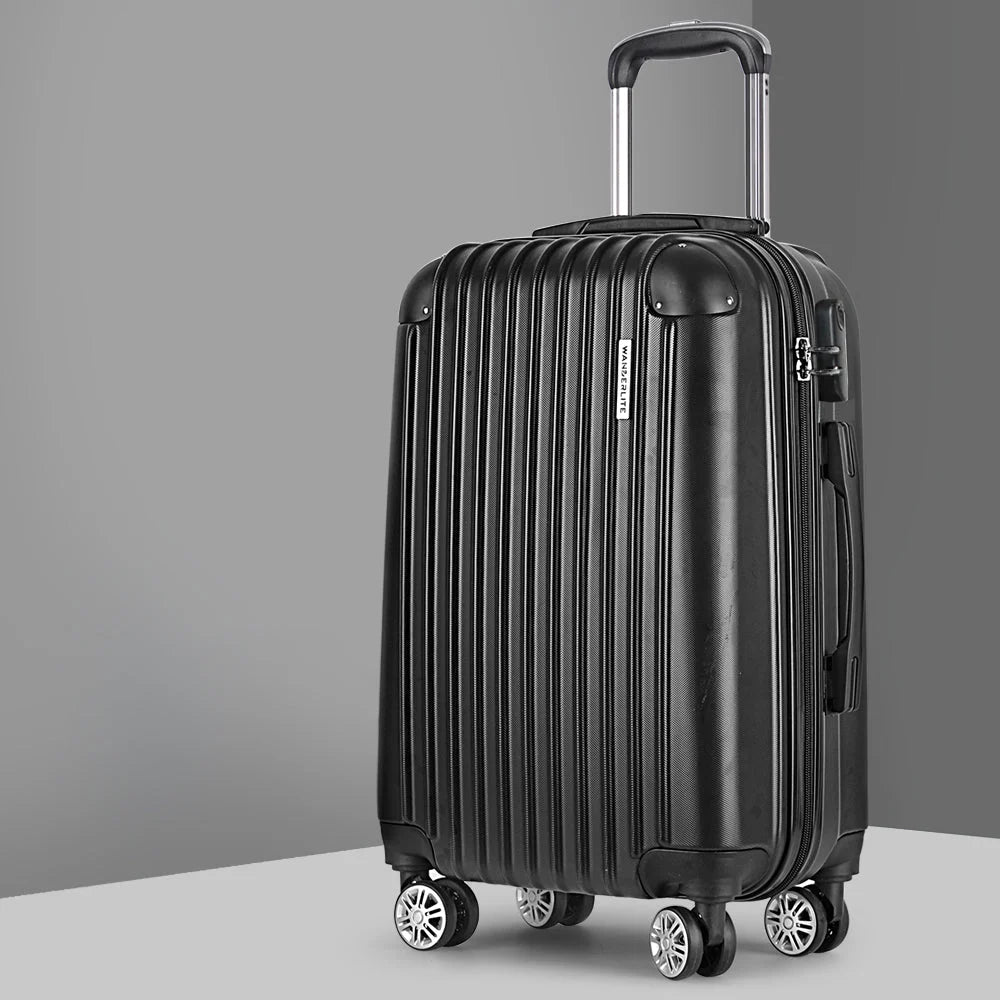 Black trolley with luggage travel suitcase hard