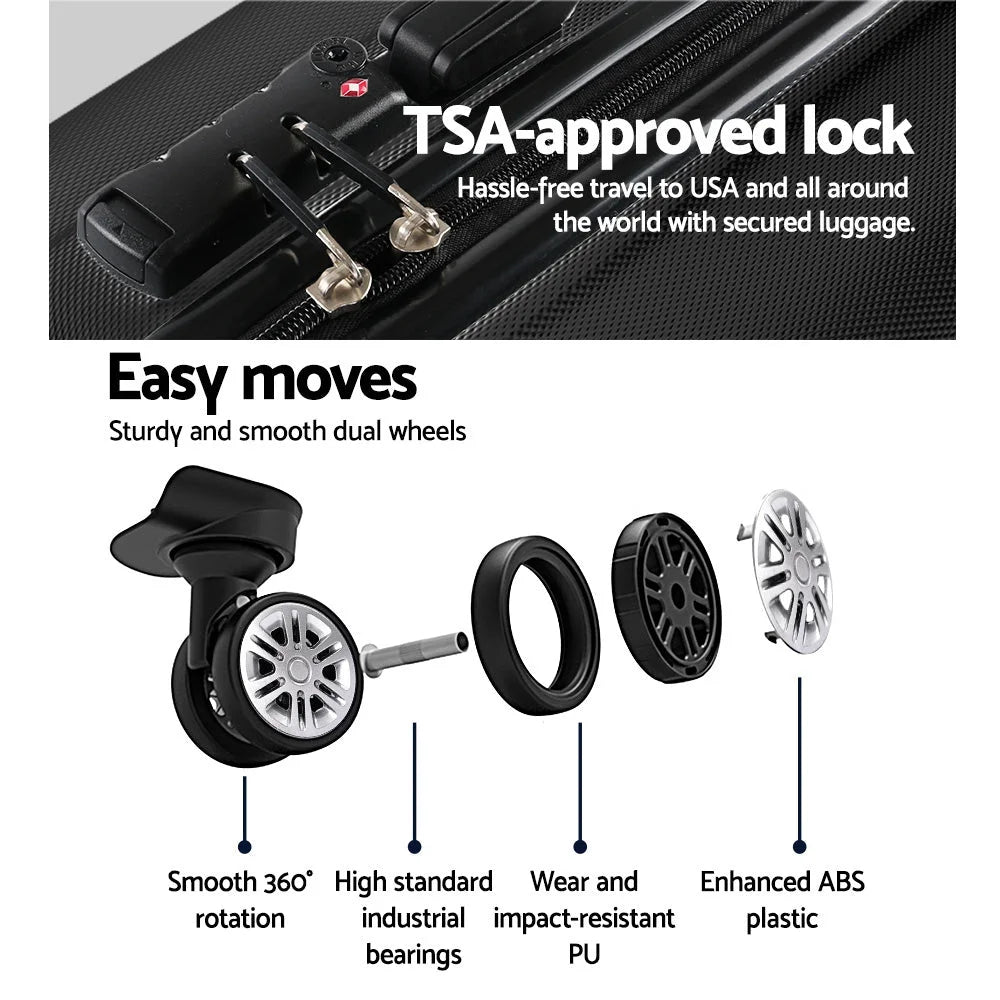 Luggage Trolley Travel Suitcase Set 28’’ Hard Case Shell