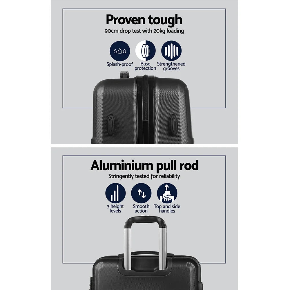 Luggage suitcase trolley with material finish and visible fittings