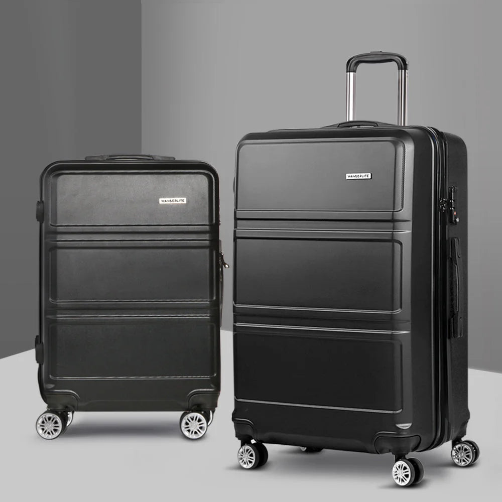 Black trolley with luggage travel suitcase tsa