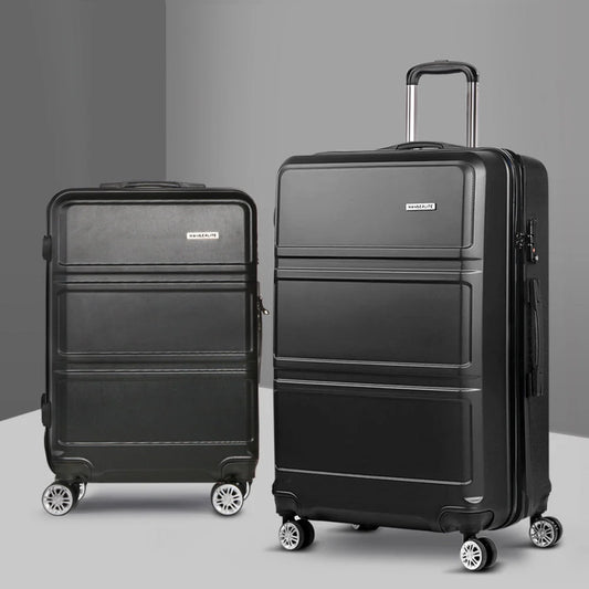Black trolley with luggage travel suitcase tsa