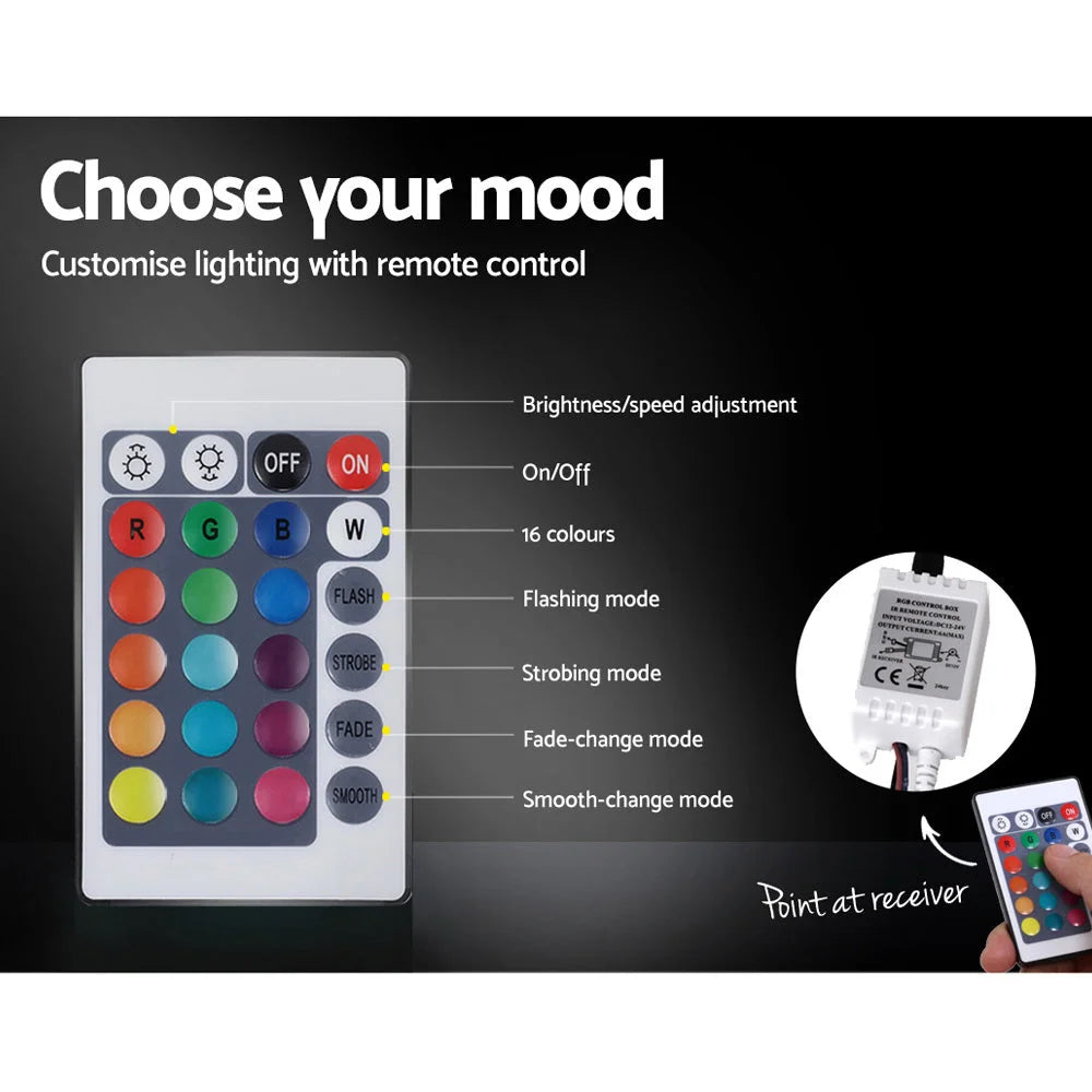 Lumi LED Bed Frame PU Leather Gas Lift Storage White Double