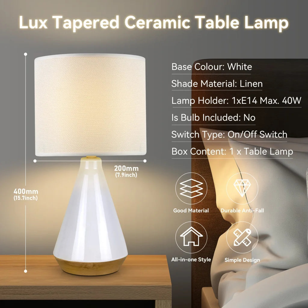 Lux Tapered Ceramic Table Lamp - Home & Garden > Lighting >