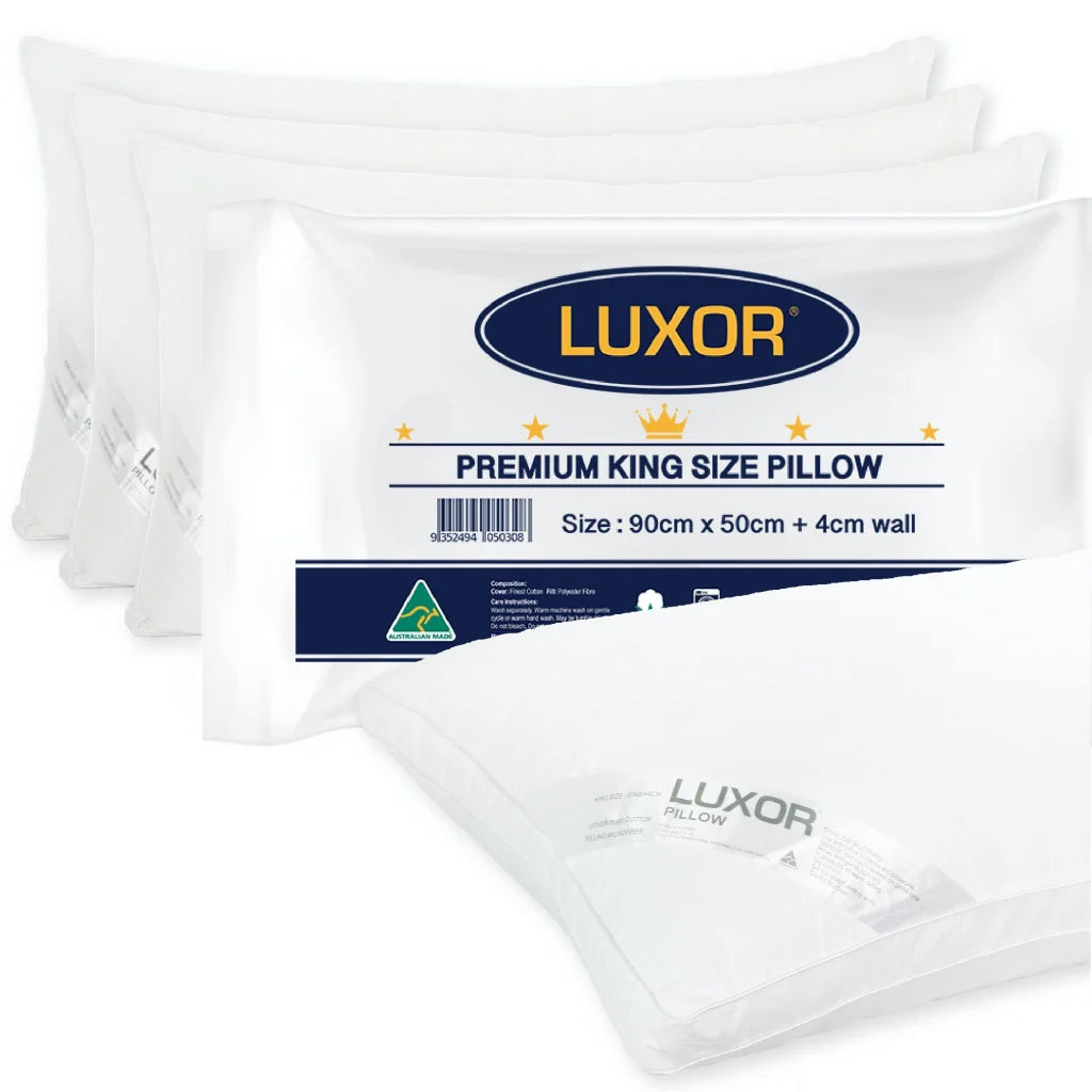 Luxor Hotel Pillows Australian Made King Size with 4cm Wall