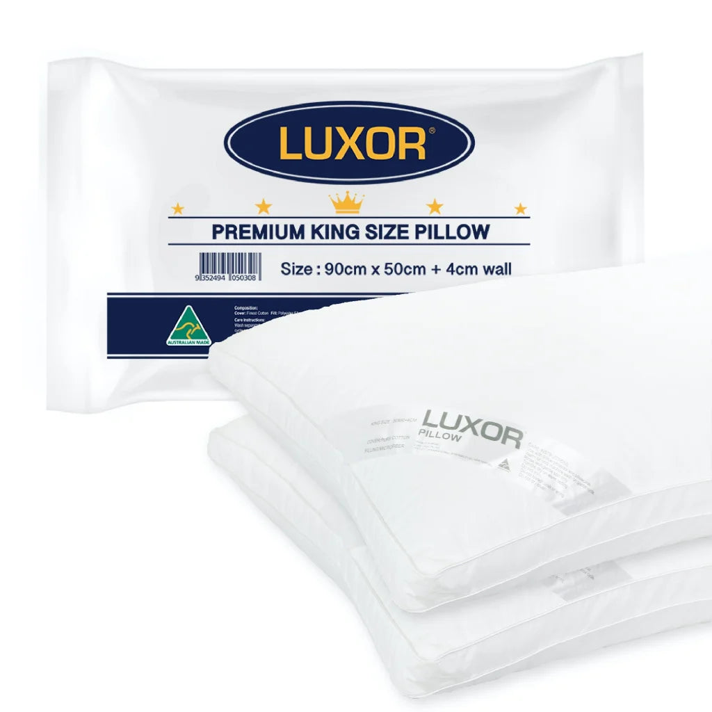 Luxor Hotel Pillows Australian Made King Size with 4cm Wall