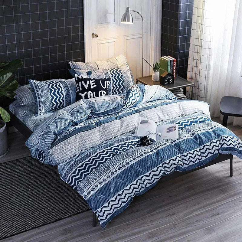 Luxurious Black Chevron 3-Piece Polyester Duvet Cover Set