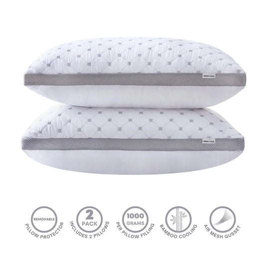 Luxury Bamboo Cooling Twin pack plush down-like pillows