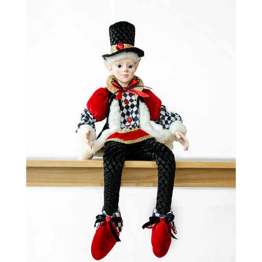 LUXURY CHRISTMAS CAROLLER ELF BLACK/RED 65CM - Occasions >