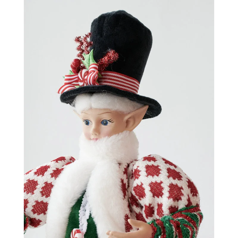 LUXURY CHRISTMAS CAROLLER ELF GREEN/RED 65CM - Occasions >