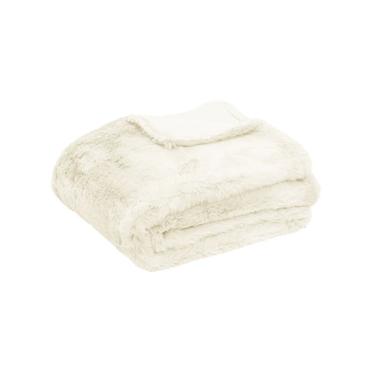 Luxury Faux Sheep Wool Fur Throw Rug Ivory - Tuscany
