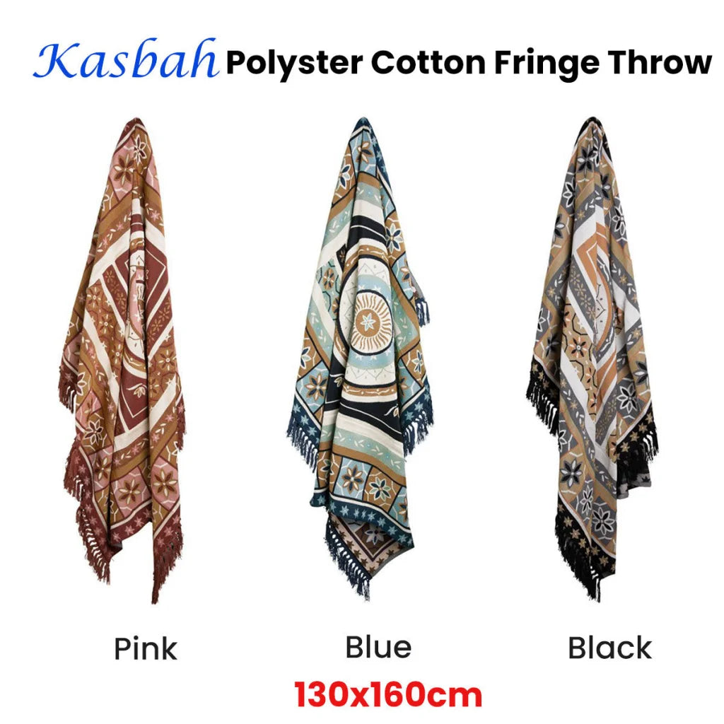 Luxury Fringe Throw J Elliot Home Kasbah 130x160 cm - Black