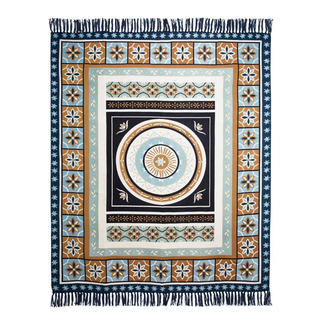 Luxury Fringe Throw J Elliot Home Kasbah 130x160 cm - Blue