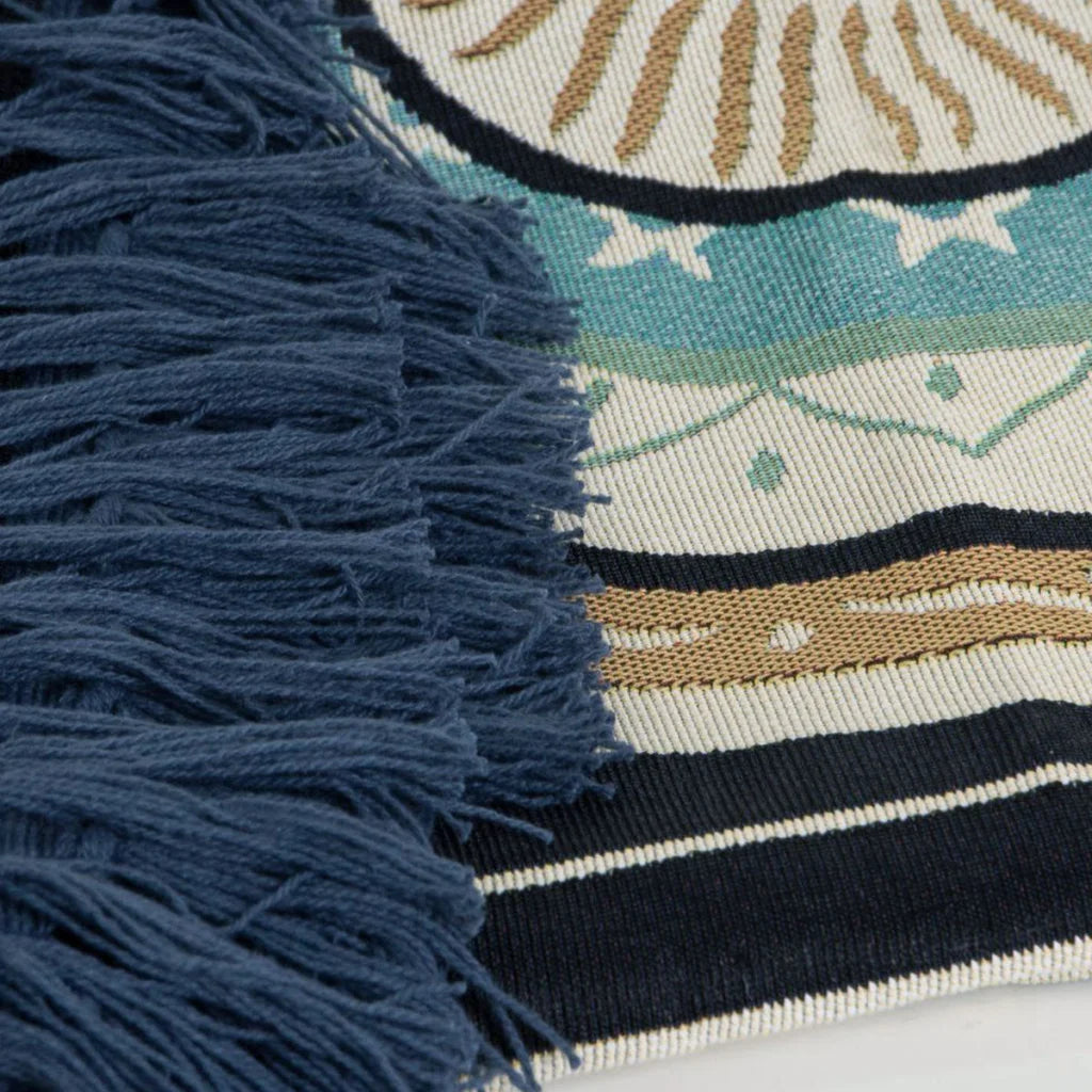 Luxury Fringe Throw J Elliot Home Kasbah 130x160 cm - Blue