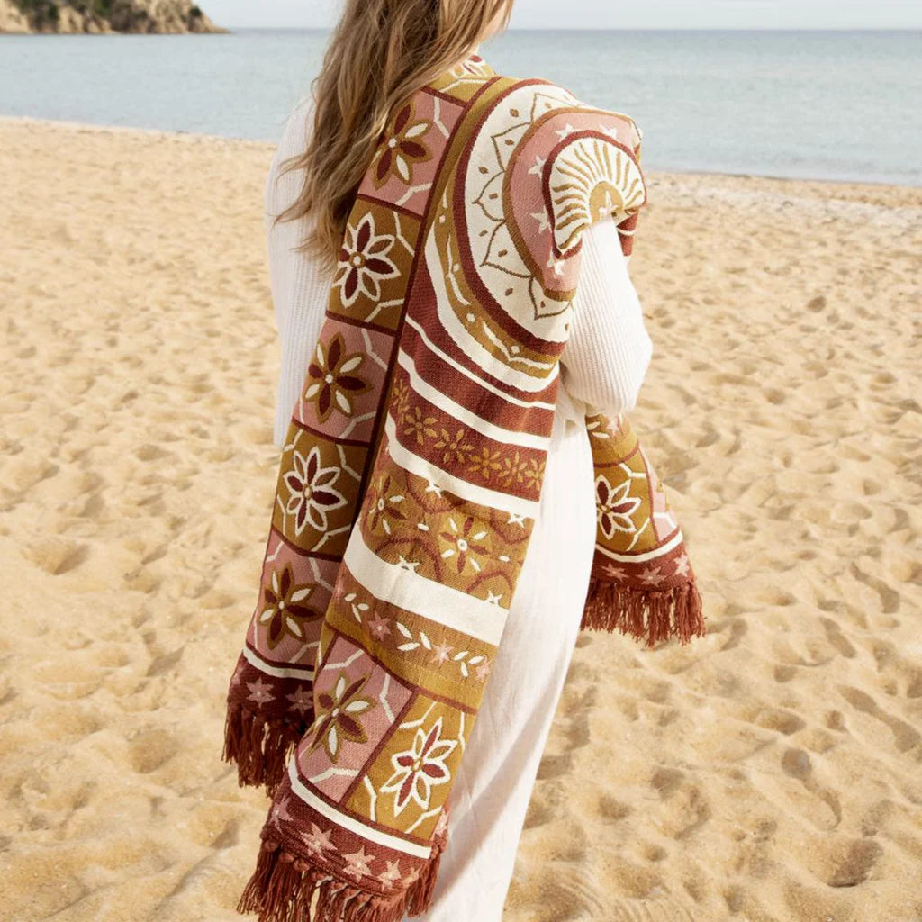 Luxury Fringe Throw J Elliot Home Kasbah 130x160 cm - Pink