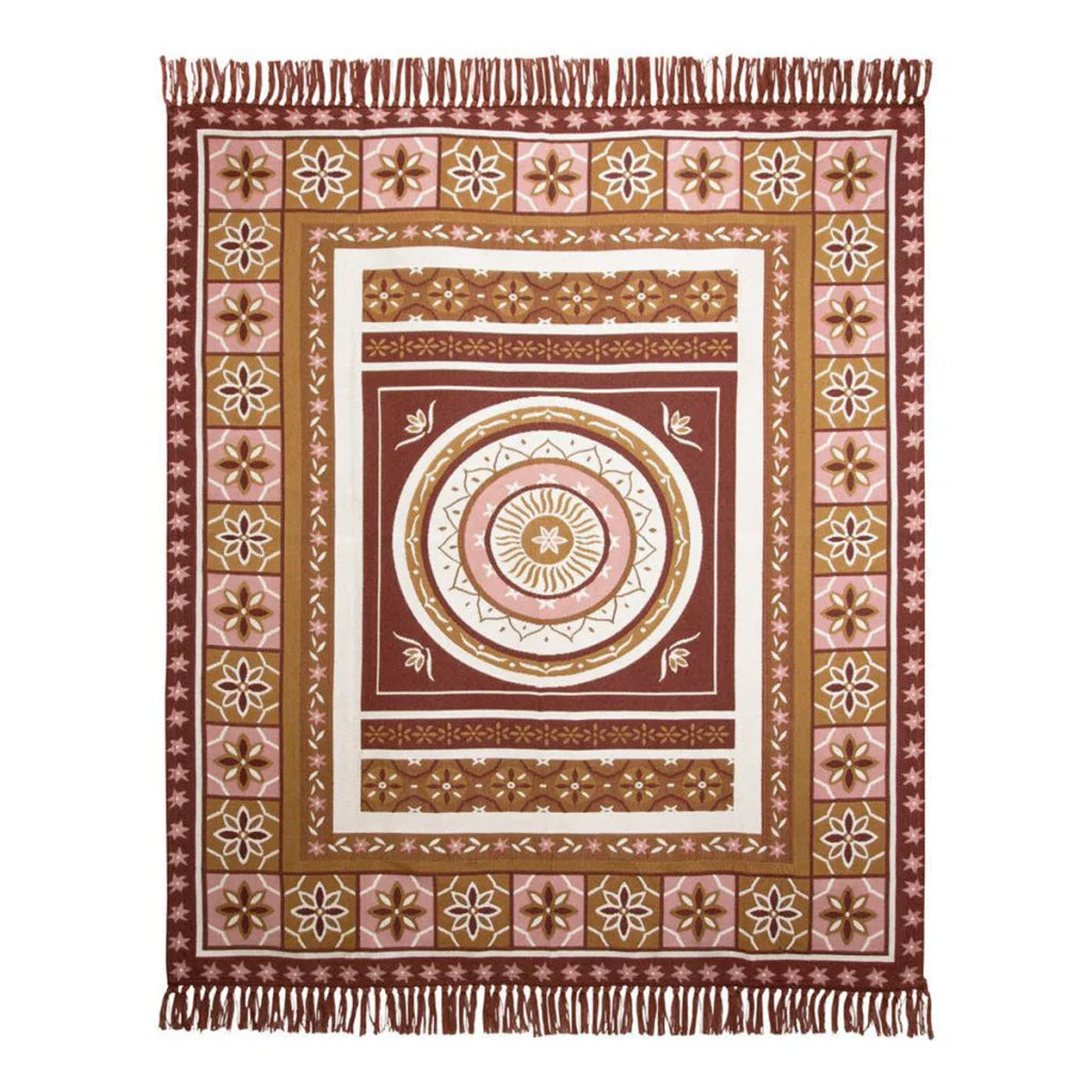 Luxury Fringe Throw J Elliot Home Kasbah 130x160 cm - Pink