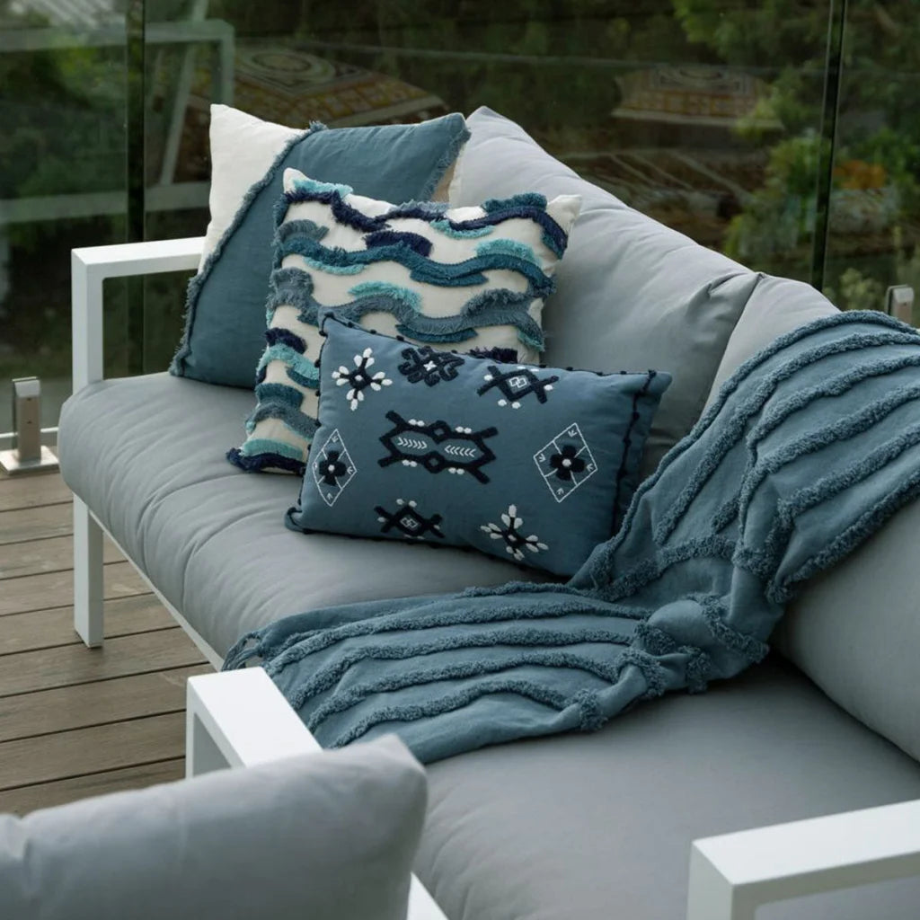 Luxury Fringe Throw J Elliot Home Zen 130x160 cm - Steel