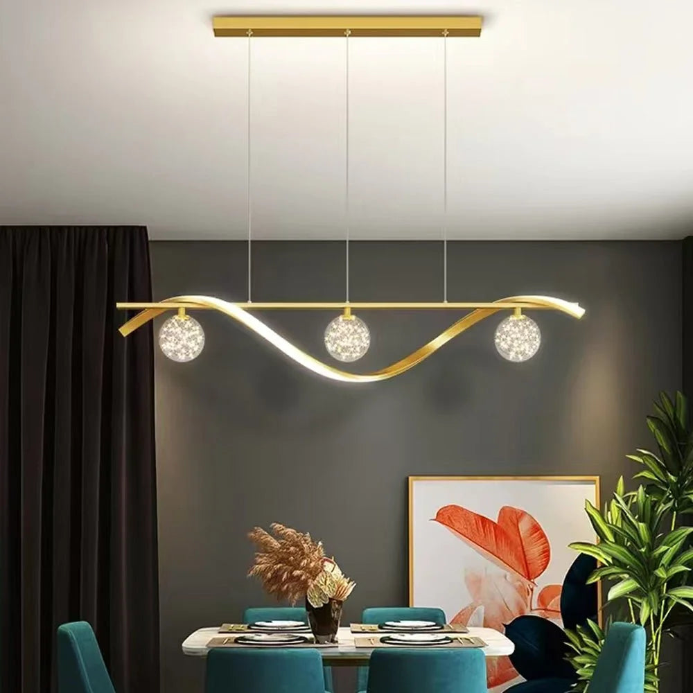 Luxury Hand Blown Glass LED Pendant Light 100cm Adjustable
