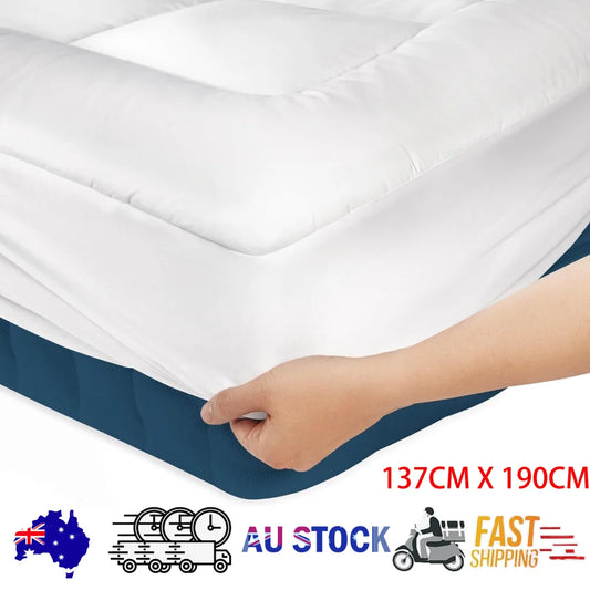 Luxury Mattress Topper Pillowtop Bedding Mat Pad Fitted