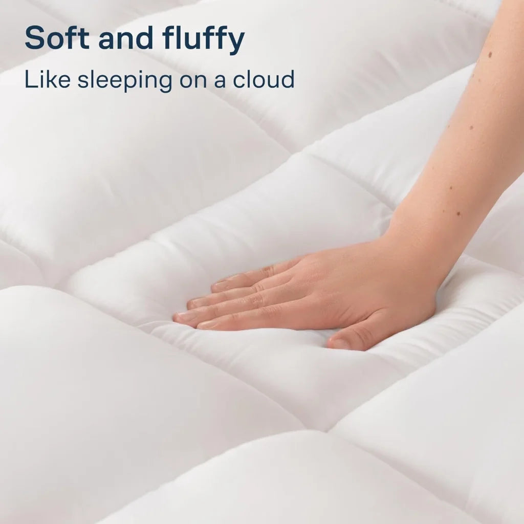 Luxury Mattress Topper Pillowtop Bedding Mat Pad Fitted