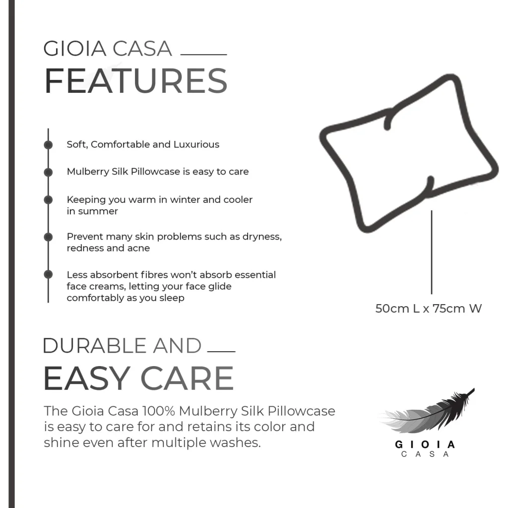 Luxury Pillowcase 100% Pure Mulberry Silk on Both Sides