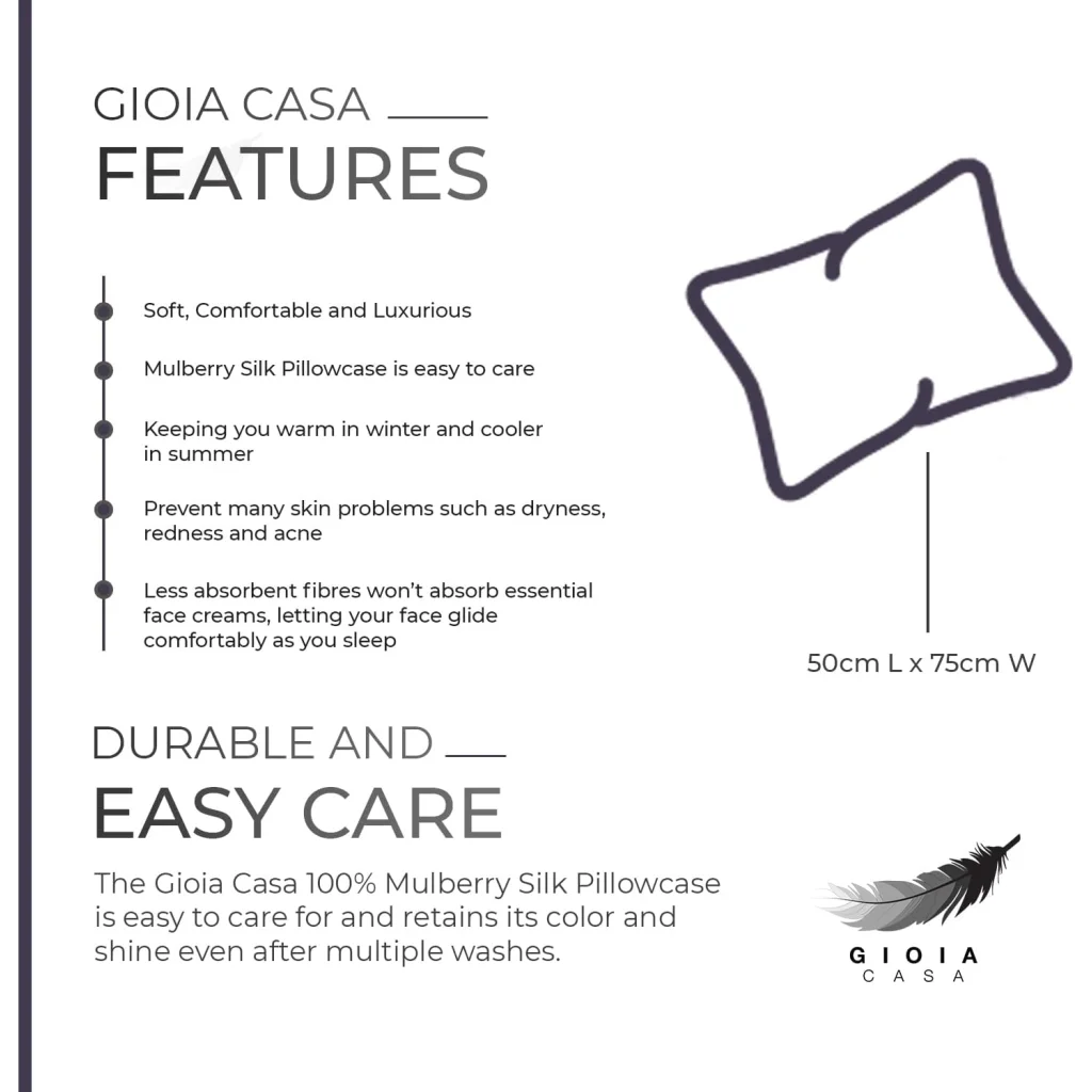 Luxury Pillowcase 100% Pure Mulberry Silk on Both Sides