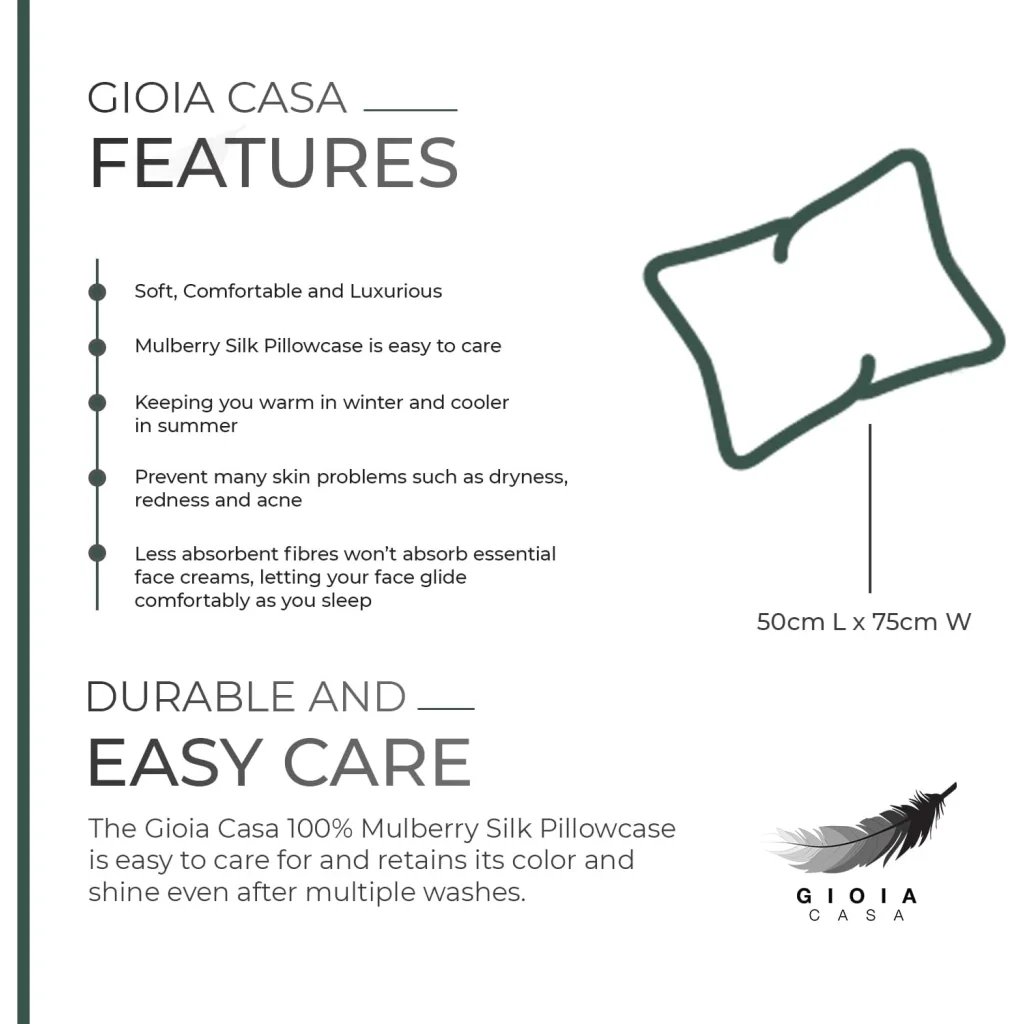 Luxury Pillowcase 100% Pure Mulberry Silk on Both Sides