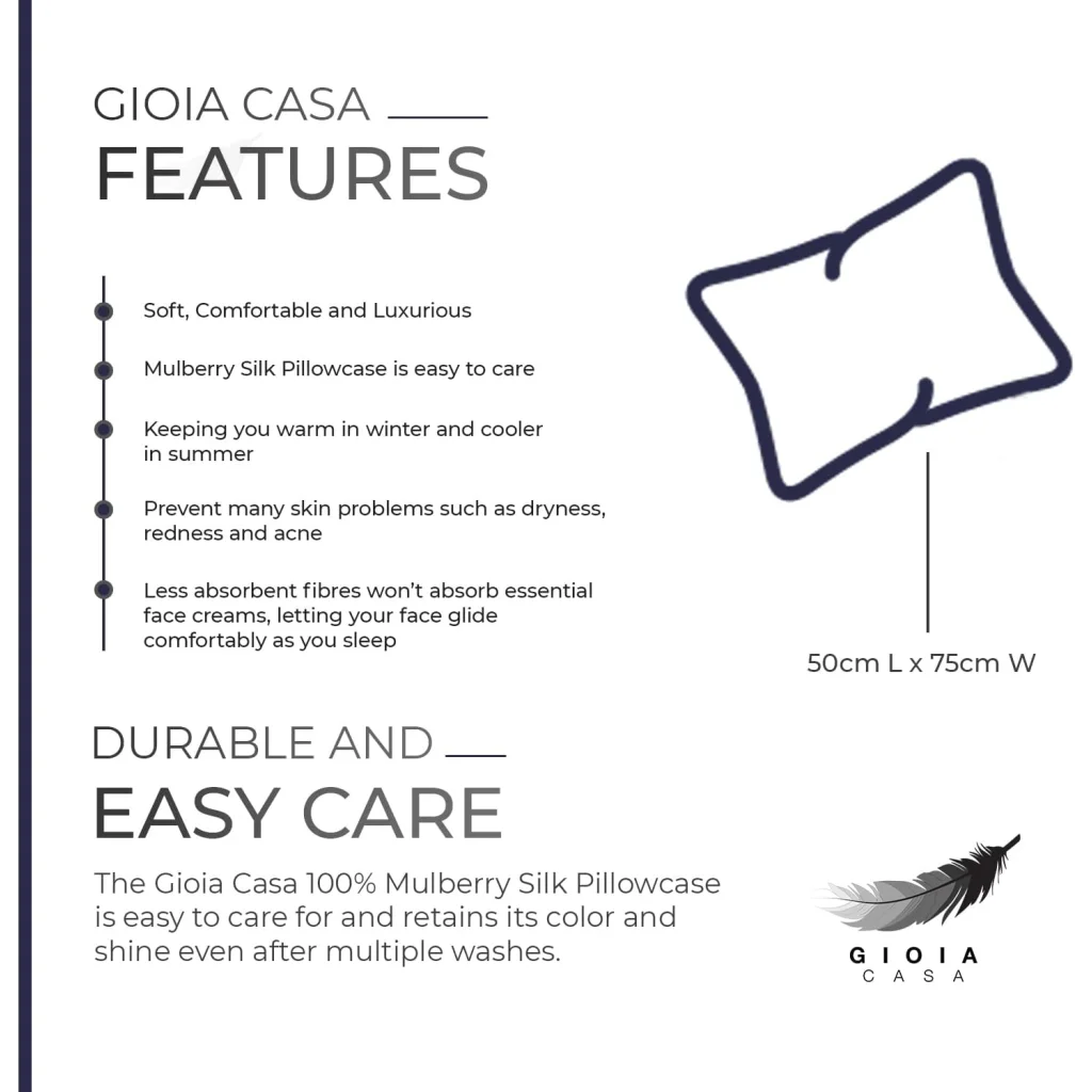 Luxury Pillowcase 100% Pure Mulberry Silk on Both Sides