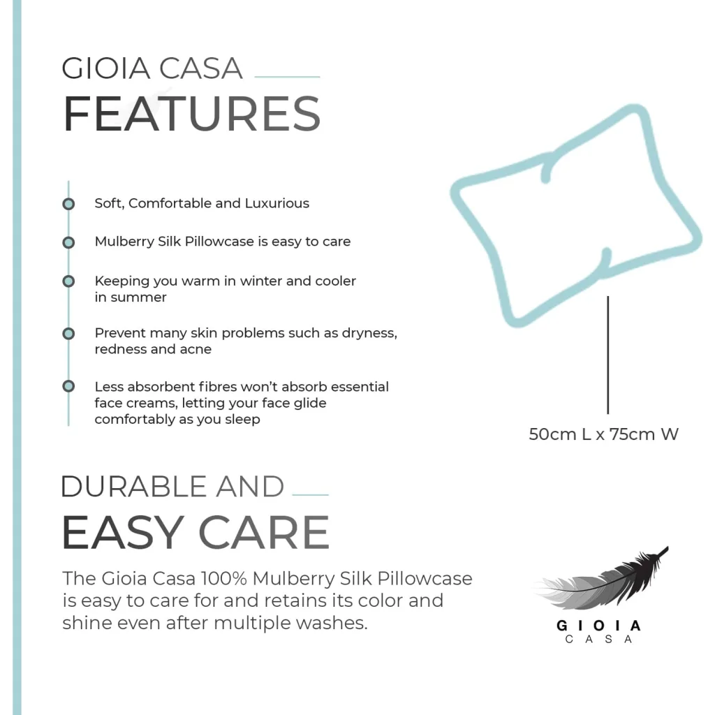 Luxury Pillowcase 100% Pure Mulberry Silk on Both Sides