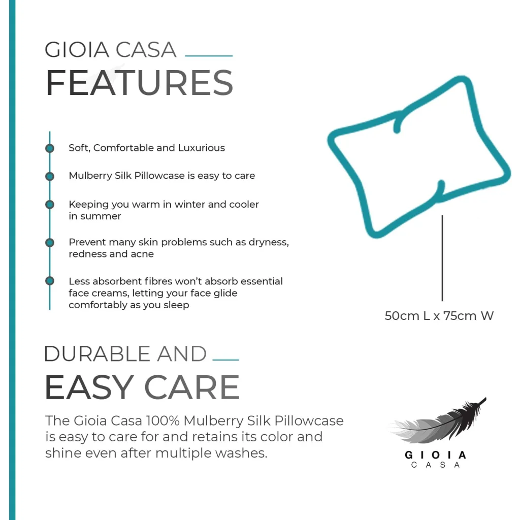 Luxury Pillowcase 100% Pure Mulberry Silk on Both Sides