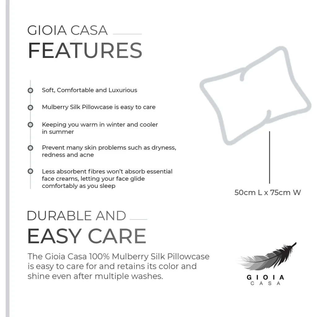 Luxury Pillowcase 100% Pure Mulberry Silk on Both Sides