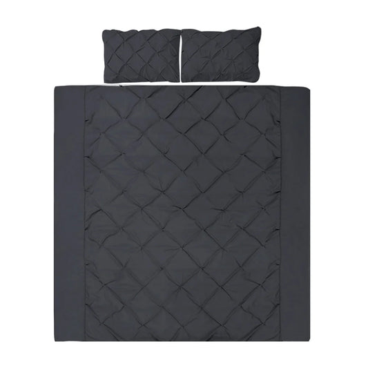 Black luxury pinch pleat with diamond duvet doona quilt