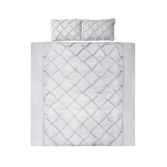 Grey 3 luxury pinch pleat with diamond duvet doona quilt