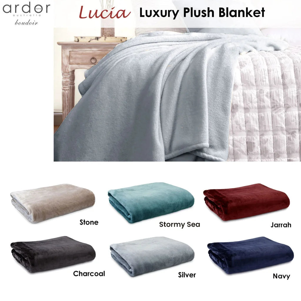 Luxury Plush Blanket Navy Super King - Ardor Lucia - Home &