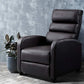 Brown leather accent chair with mesh backrest and caster base