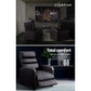 Brown leather accent chair with cover fabric and edge stitching