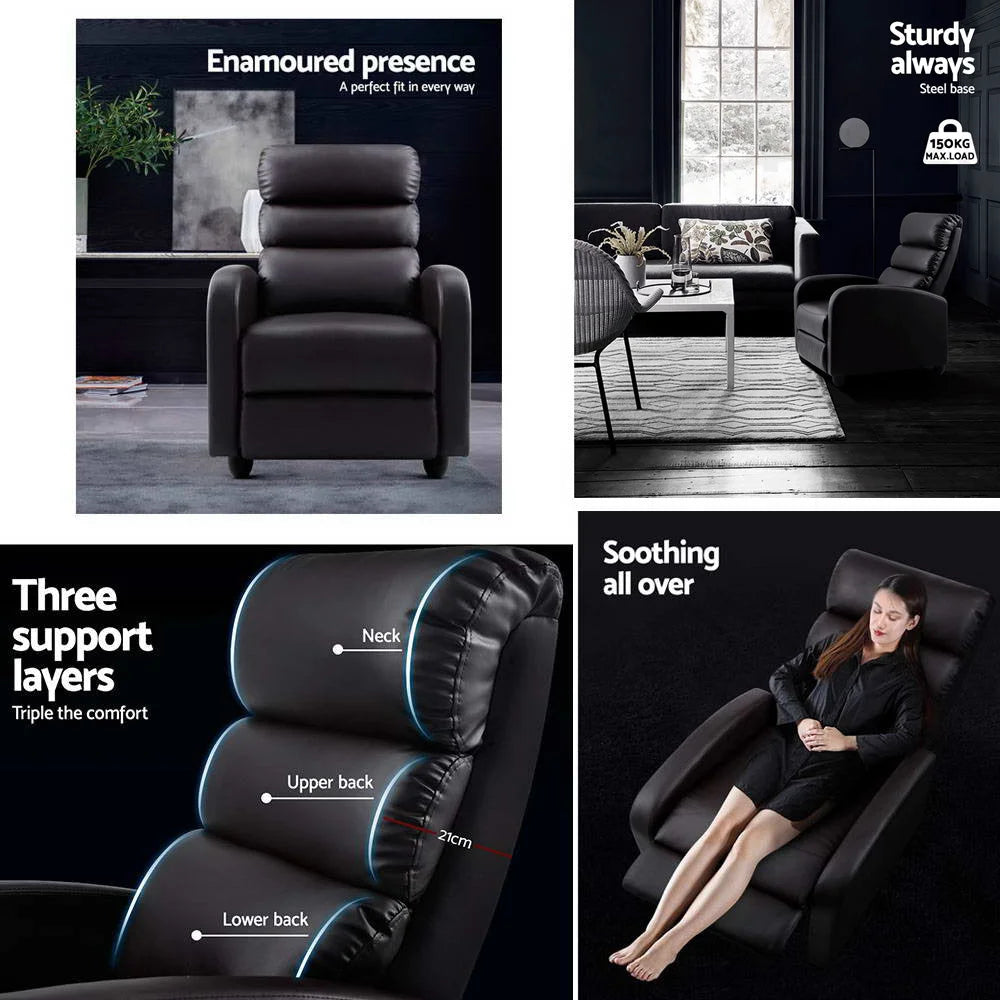 Luxury Recliner Chair Lounge Armchair Sofa Leather Cover