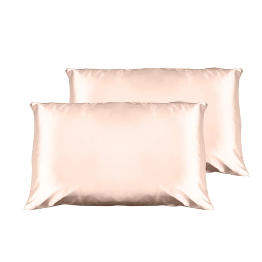 Luxury Satin Pillowcase Twin Pack Gift Box Champagne