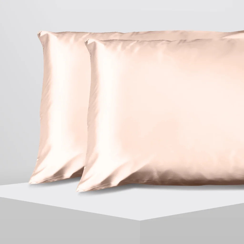 Luxury Satin Pillowcase Twin Pack Gift Box Champagne Pink