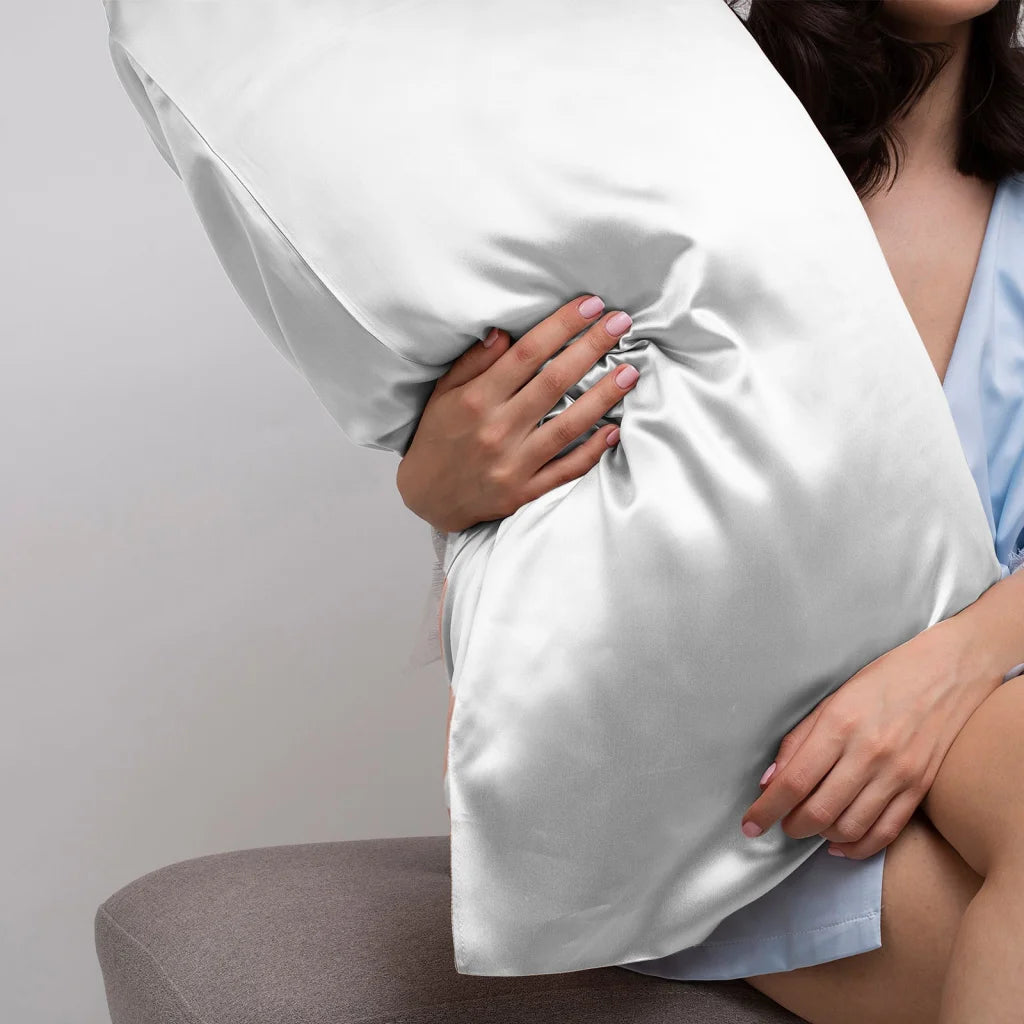 Luxury Satin Pillowcase Twin Pack Gift Box White 878
