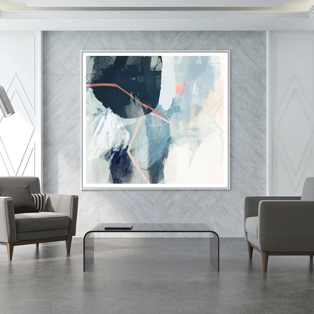 Luz II Wall Art Canvas 100cmx100cm White Frame - Home &