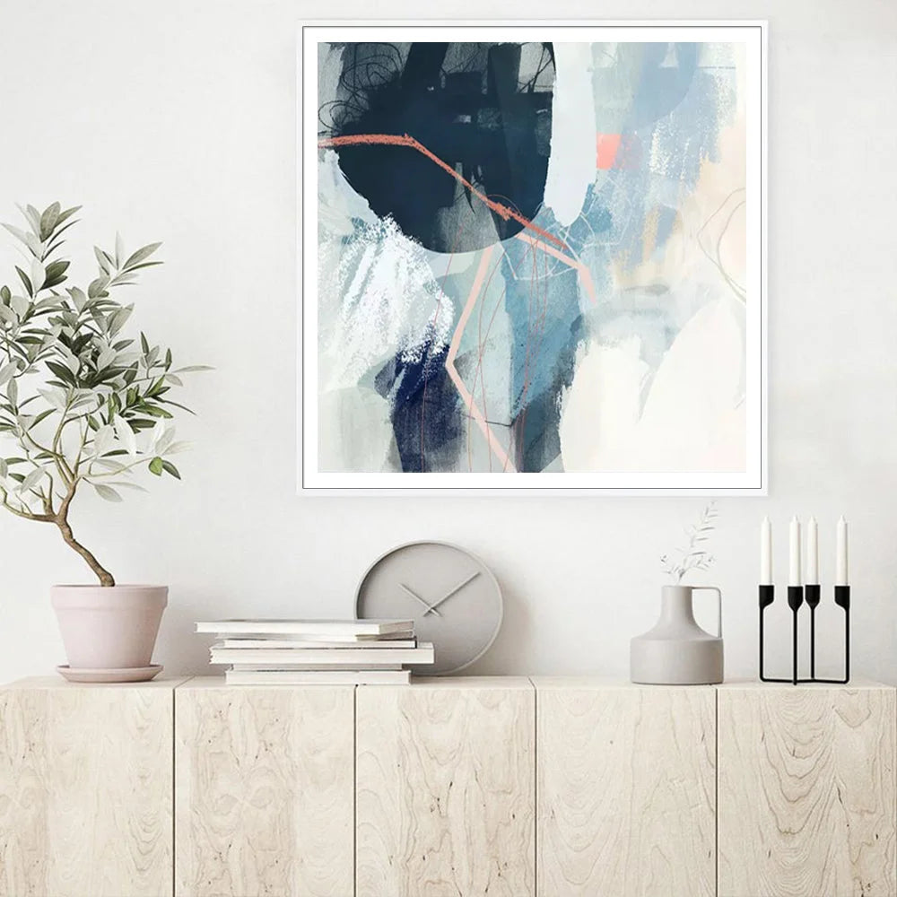 Luz II Wall Art Canvas 90cmx90cm White Frame - Home & Garden