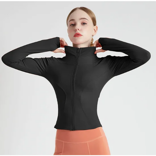 M Black High-Stretch Slim Fit Yoga Jacket - Full Zip