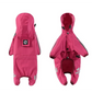 M Pink And Gray Trim Waterproof Four-Legged Dog Raincoat