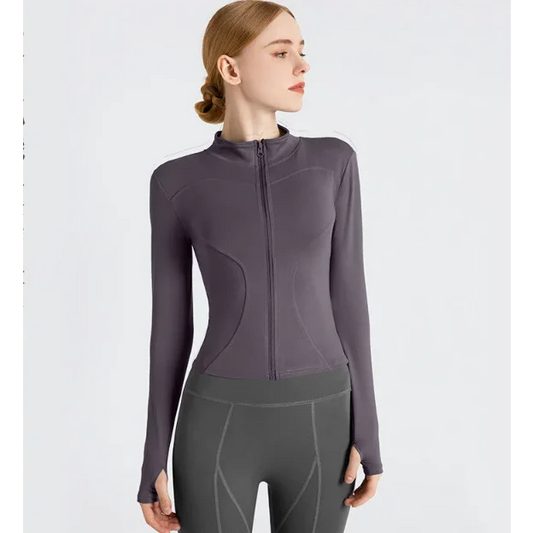 M Purple High-Stretch Slim Fit Yoga Jacket - Full Zip
