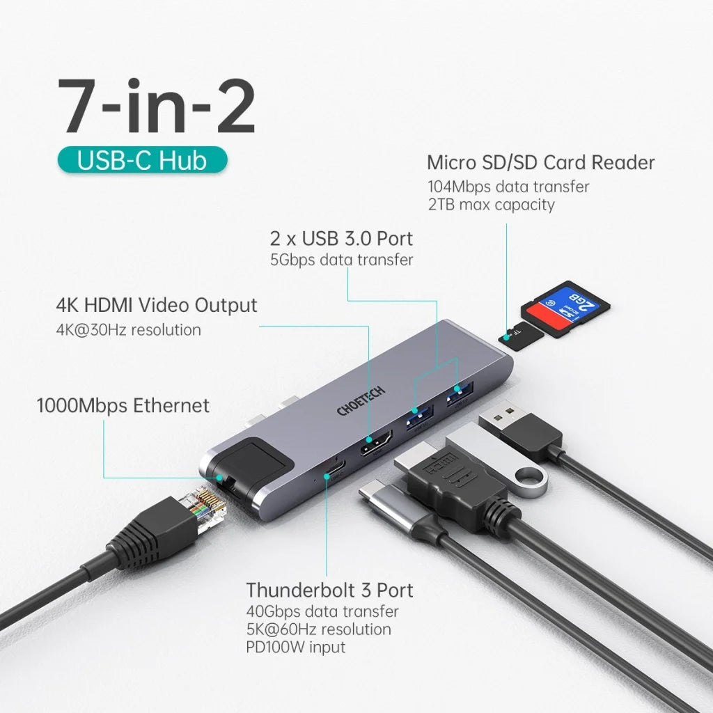 MacBook Pro/Air USB Adapter 7-in-2 CHOETECH HUB-M24