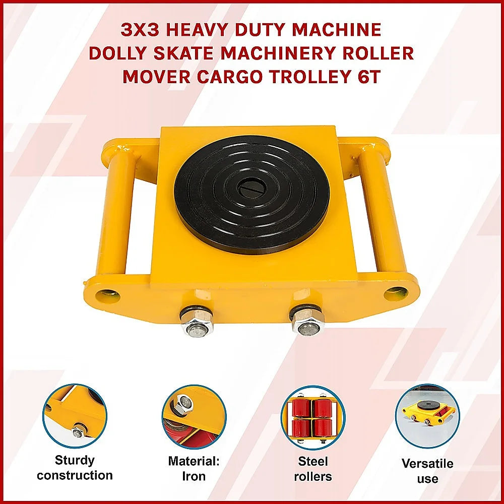 Machine Dolly Skate Heavy Duty Roller Mover Cargo Trolley 6T